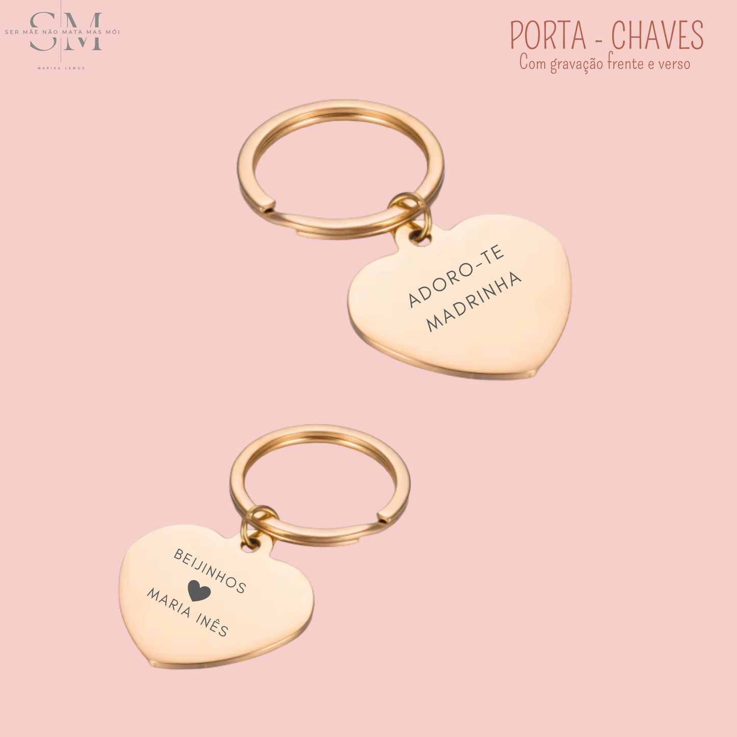 Porta-chaves em Forma de Coração – “Adoro-te Madrinha”