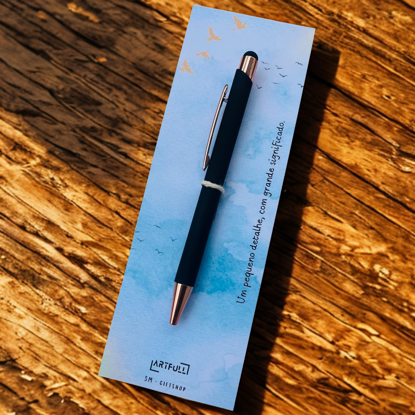 caneta rosa gold, personalizada