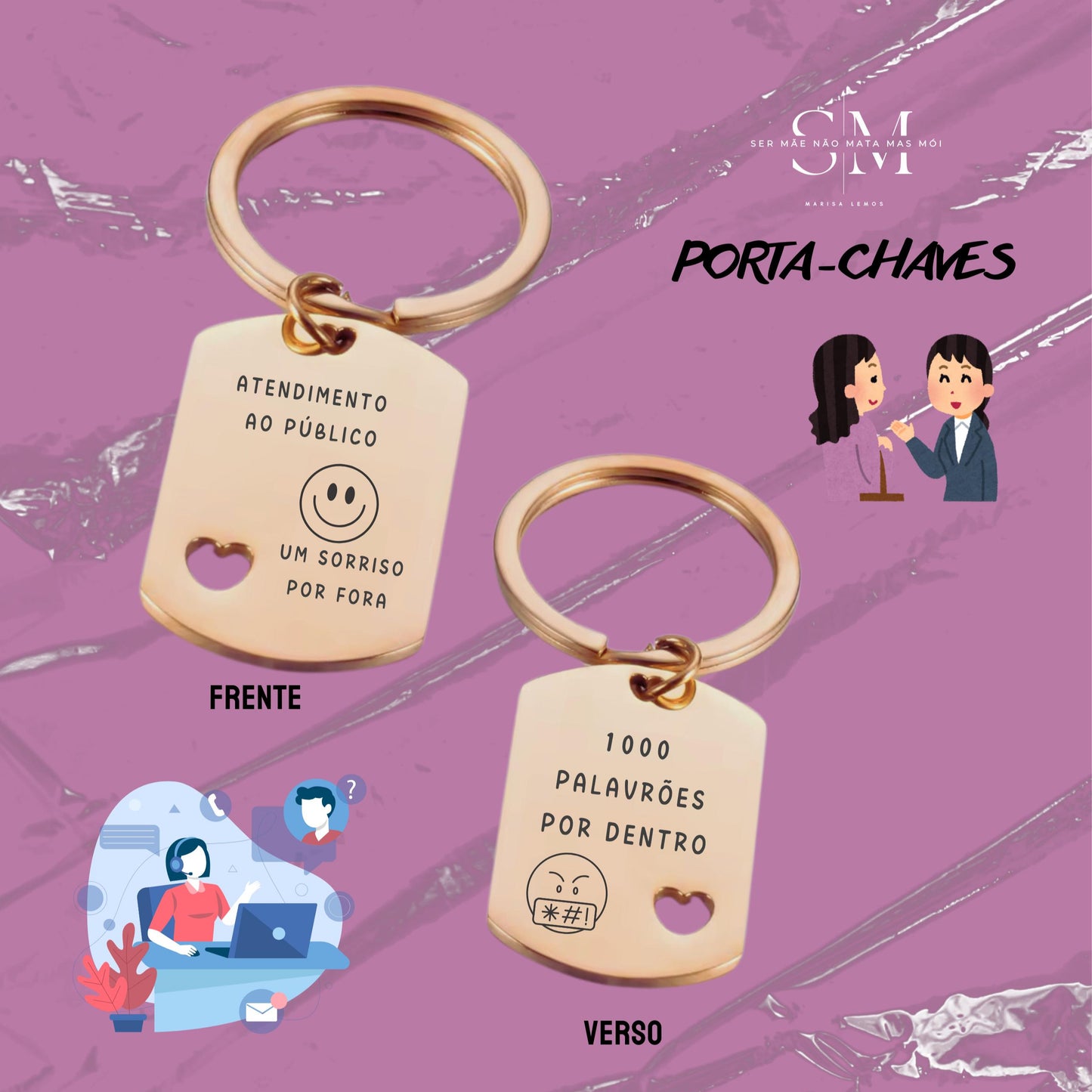 Porta-Chaves Atendimento ao Público – Engraçado