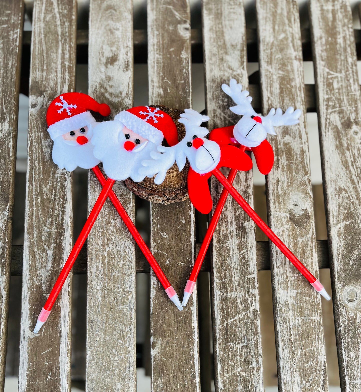 Canetas de Natal – Rena e Pai Natal