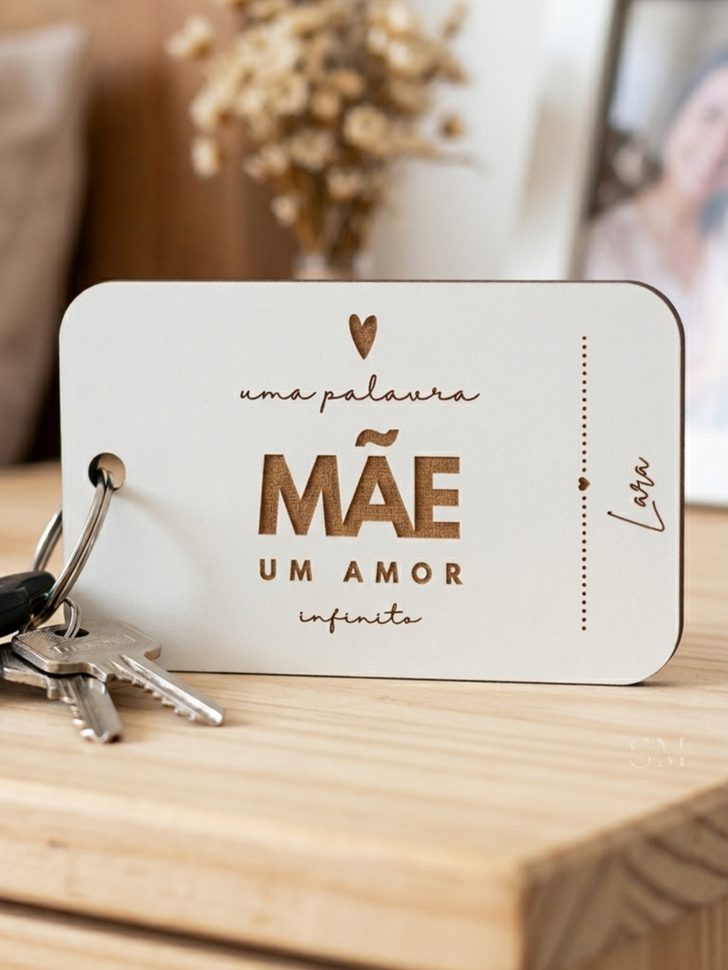 Porta-chaves Personalizado para a Mãe - Nome e Frase Especial