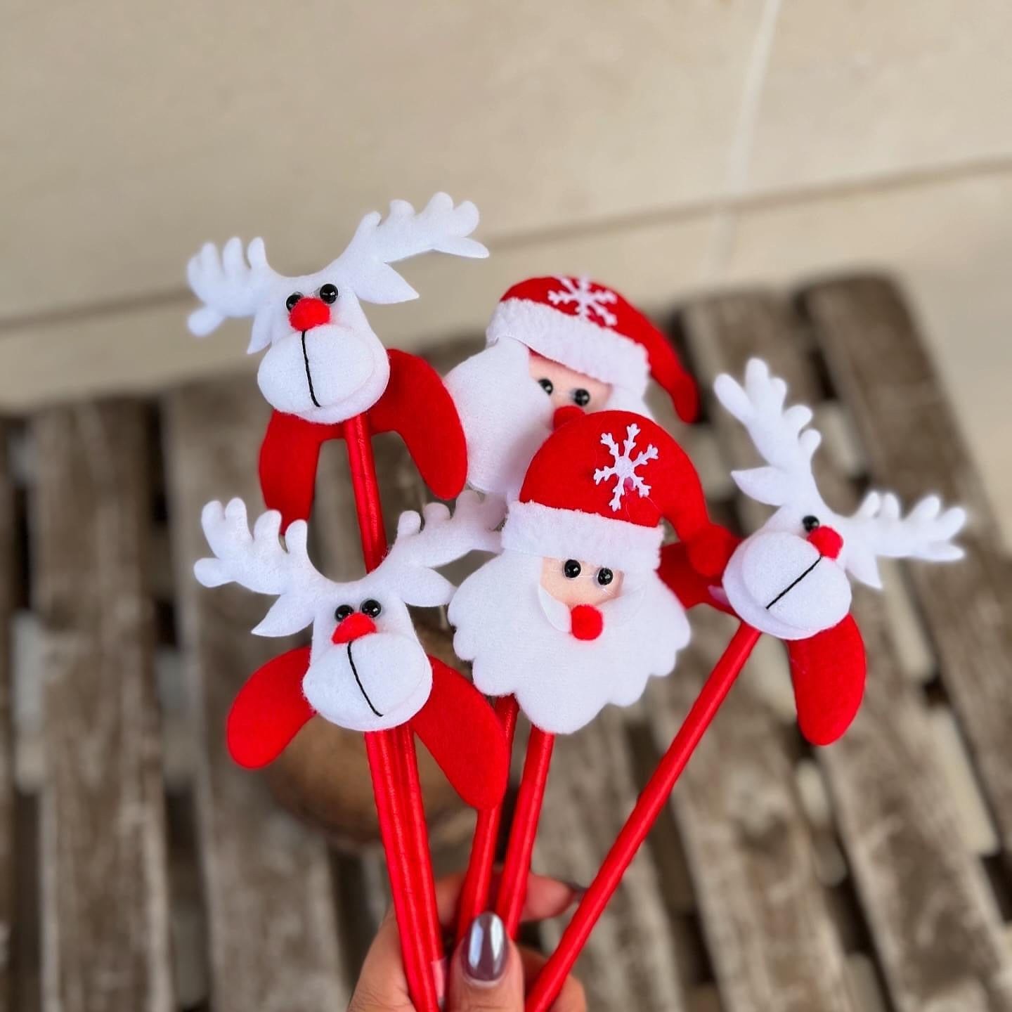 Canetas de Natal – Rena e Pai Natal