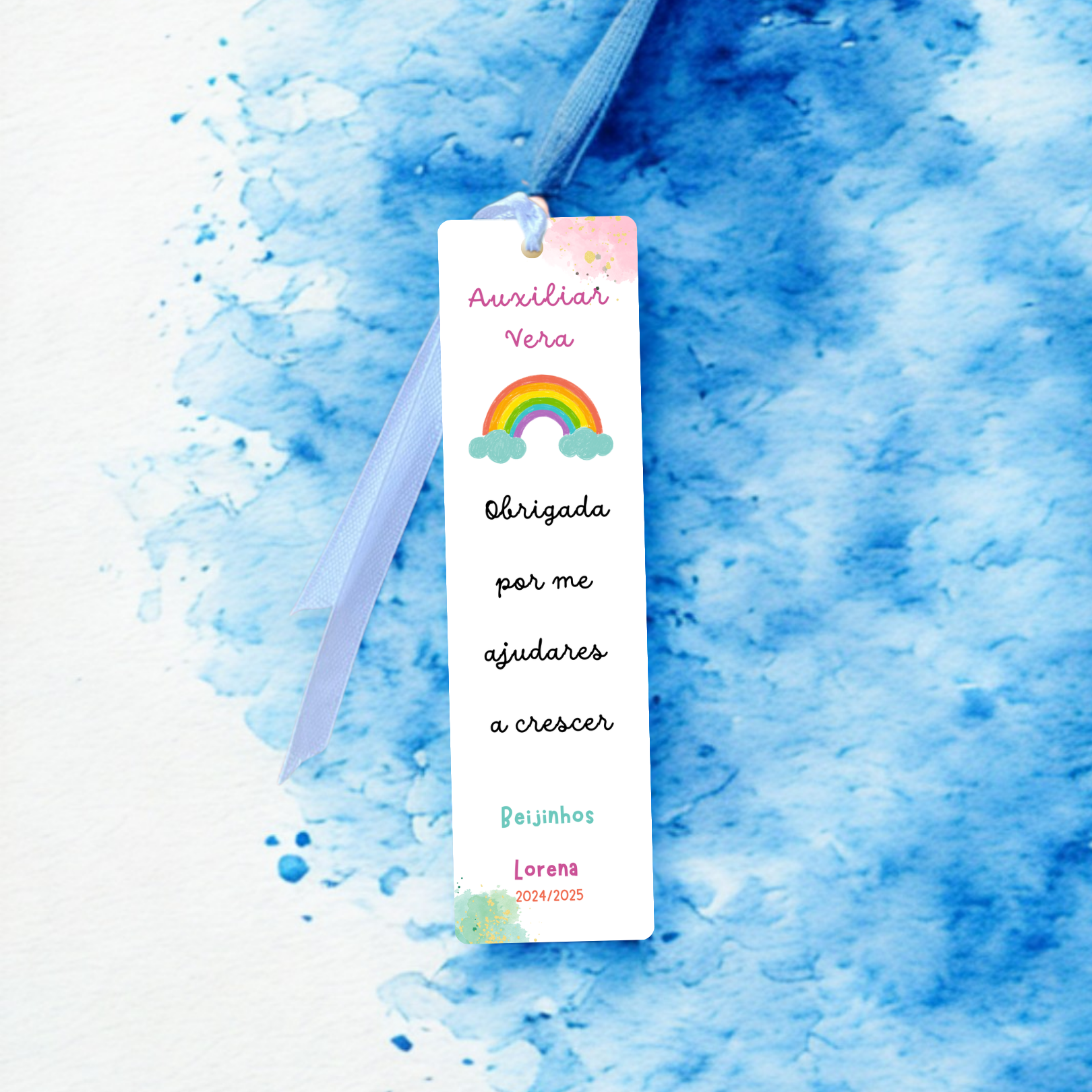 Marcador para oferecer à auxiliar da escola dos nossos filhos 