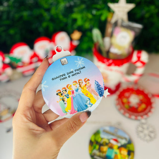 Bola de Natal com Contagem Decrescente  - Princesas