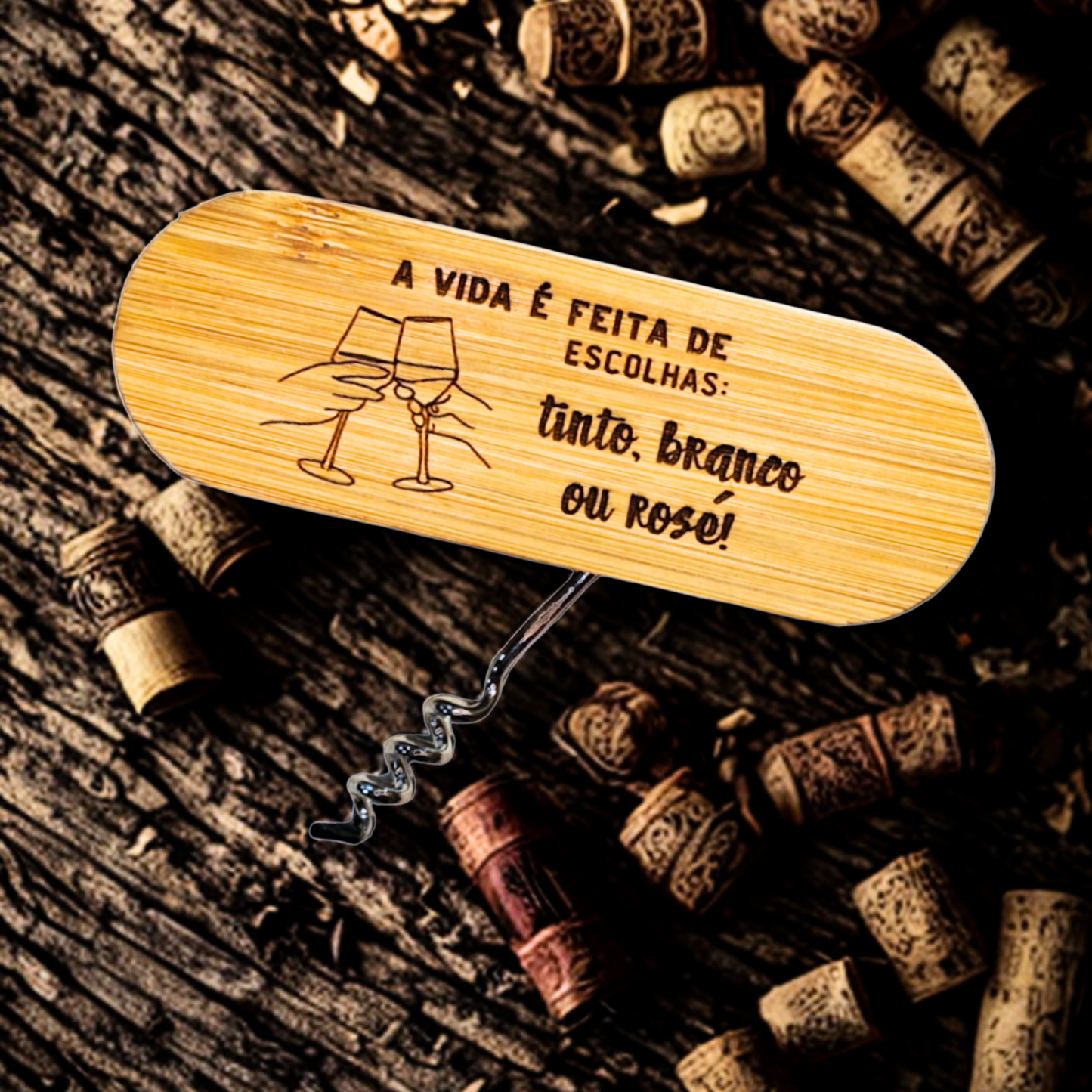 Um abre garrafas em bambu com muito humor