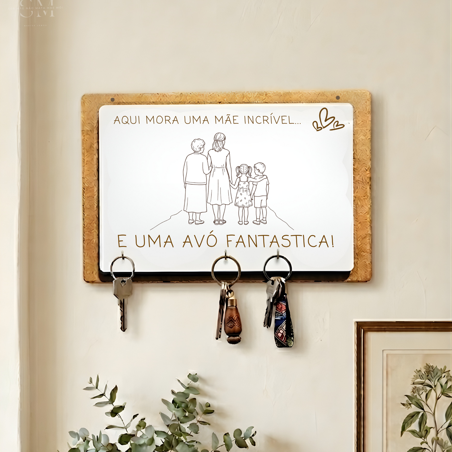 Chaveiro “Aqui vive uma mãe e avó” – presente Dia da Mãe