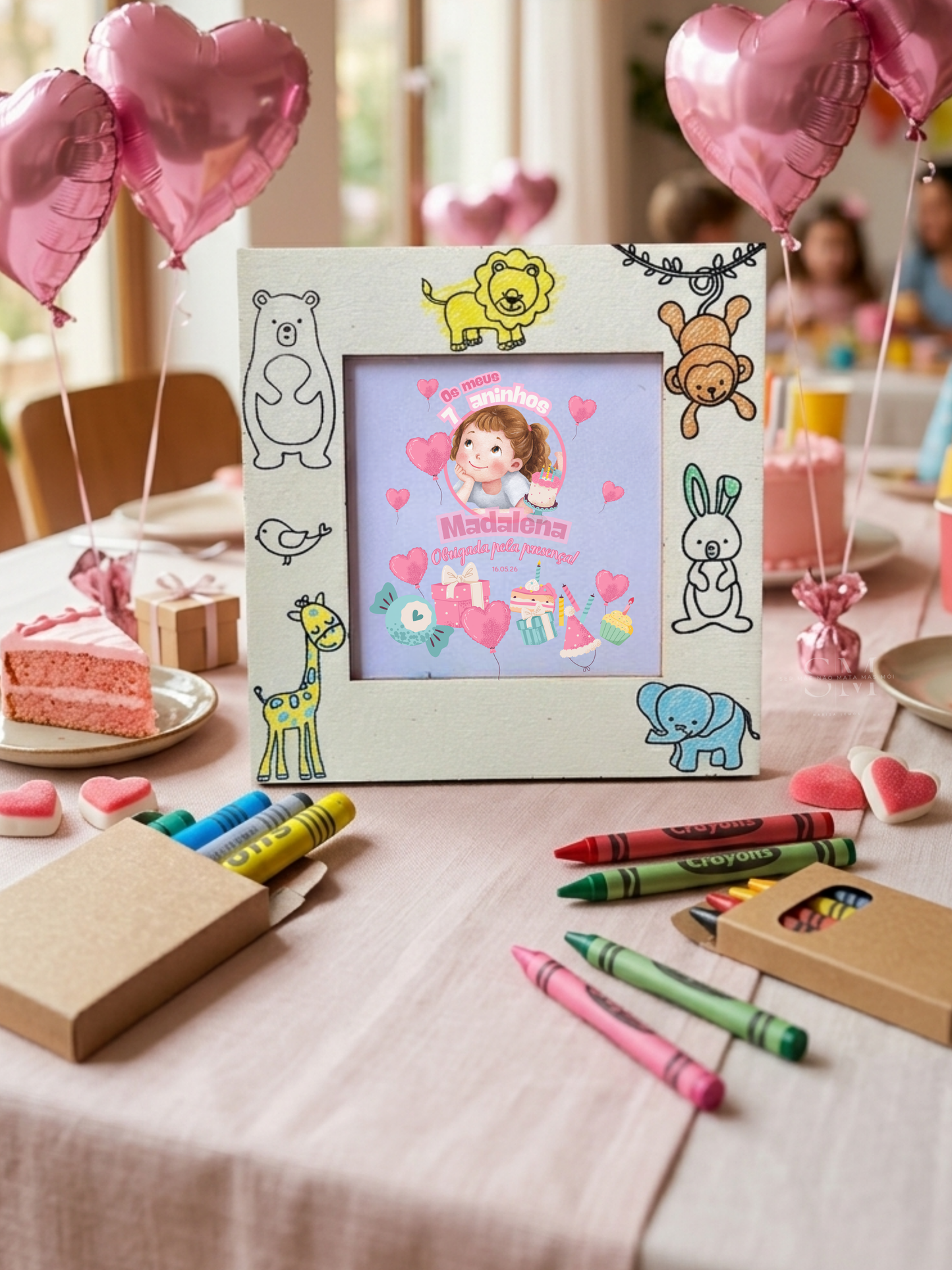 Molduras personalizadas para pintar – Lembrança Aniversário/rosa