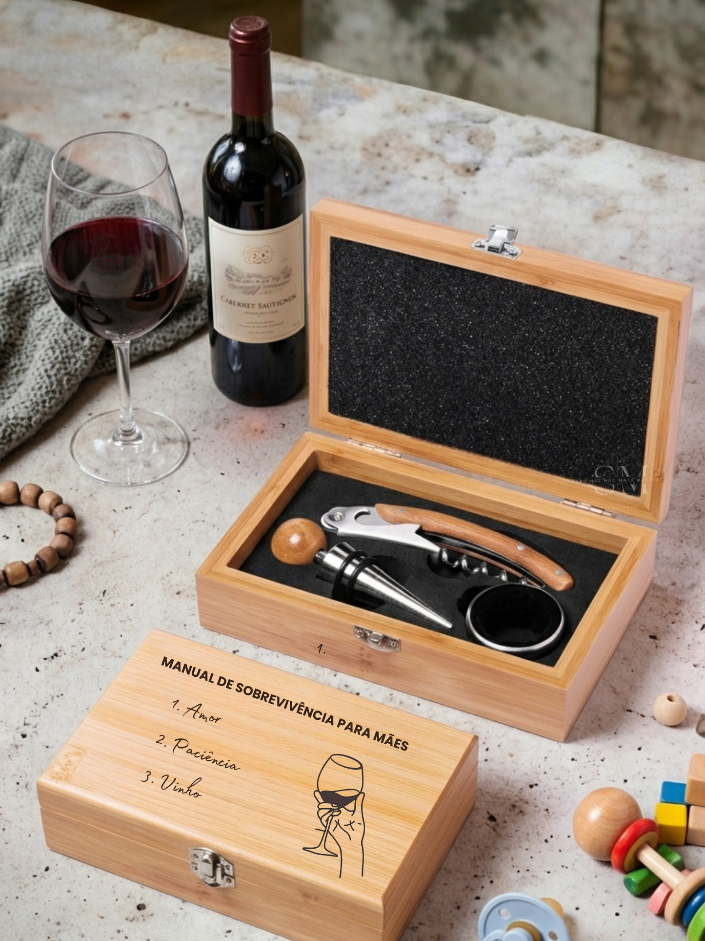 Set de Vinhos – “Manual de Sobrevivência para Mãe” Personalizado
