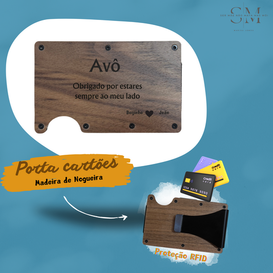 Porta- Cartões- Madeira de Nogueira - Avô