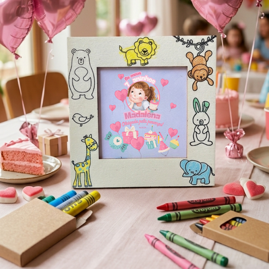 Molduras personalizadas para pintar – Lembrança Aniversário/rosa