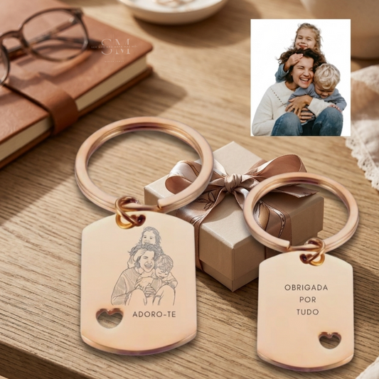 Porta-chaves gravado a laser – presente Dia da Mãe